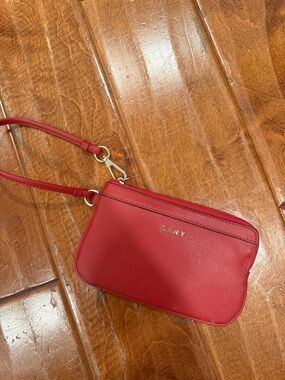 DKNY Red Leather Crossbody Bag with Gold Hardware